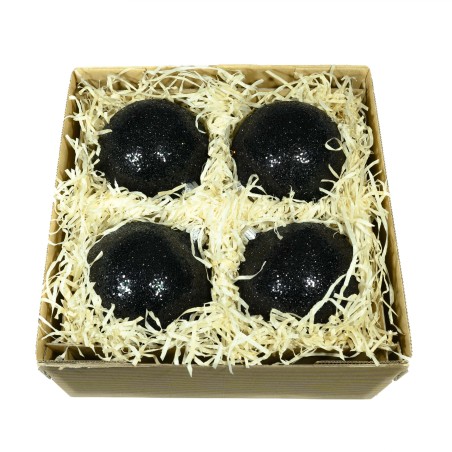 Zestaw prezentowy czterosztukowy  - Bombki szklane 10cm brokatowe