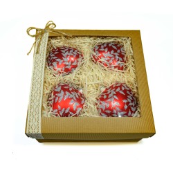 Zestaw prezentowy czterosztukowy  - Bombki szklane serca...