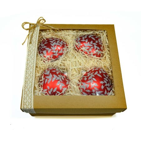 Zestaw prezentowy czterosztukowy  - Bombki szklane serca - możliwa dedykacja