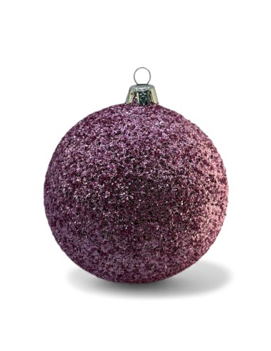 Bombka szklana 10cm , brokat pudrowy róż