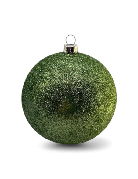 Bombka szklana 10cm, szałwia brokat