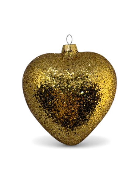 Bombka szklana serce brokat złoty