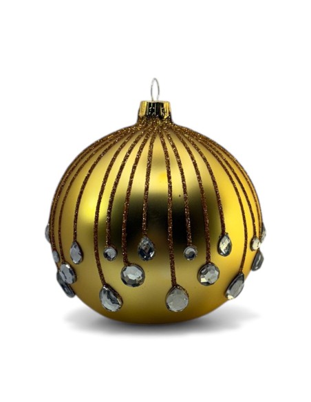 Bombka szklana 10cm,złota spadająca łza na złoty mat