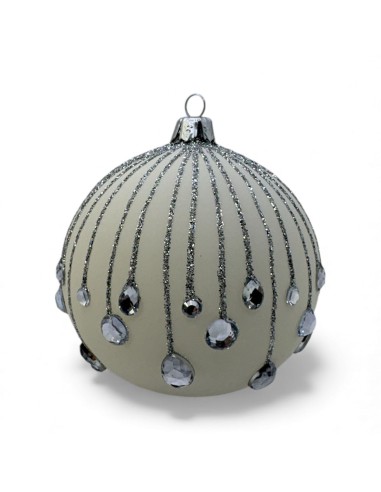 Bombka szklana 10cm, srebrna spadająca łza na...