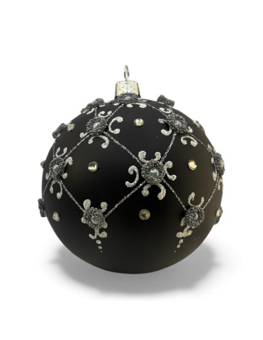 Bombka szklana 10cm, srebrna półsiatka z...