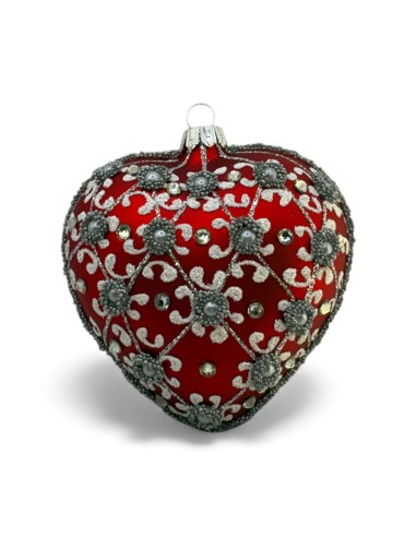 Bombka szklana SERCE, srebrna półsiatka ze...