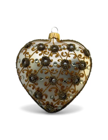 Bombka szklana SERCE, złota półsiatka ze...