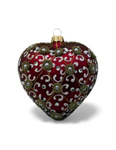 Bombka szklana SERCE, złota półsiatka ze ślimaczkami z...
