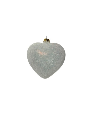 Bombka szklana serce brokat biały wpadający w...