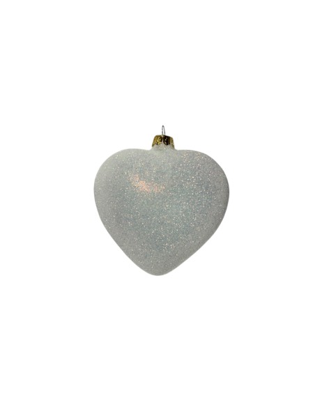 Bombka szklana serce brokat biały wpadający w złoty