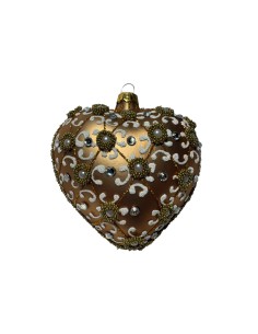Bombka szklana SERCE,złota półsiatka ze ślimaczkami z...