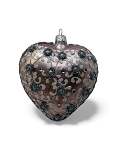 Bombka szklana SERCE, srebrna  półsiatka ze ślimaczkami z...