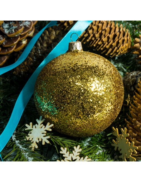 Zestaw bombki szklane 10cm - 4 sztuki zapakowane w pudełko bez okienka (załączone ) , złoty duo