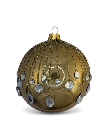 Bombka szklana 10cm, złota spadająca łza na...