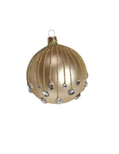 Bombka szklana 10cm,złota spadająca łza na szampan mat