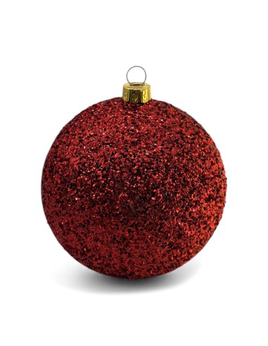 Bombka szklana 8 cm brokat czerwony