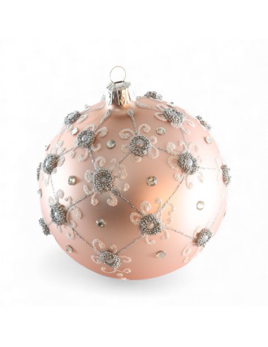 Bombka szklana10cm, srebrna półsiatka z...