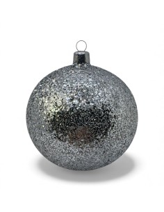 Bombka szklana 10cm, srebrny brokat
