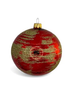 Bombka szklana 10cm, złota planetka na czerwony lakier