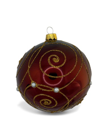 Bombka szklana 10 cm , złoty ślimak  na bordo...