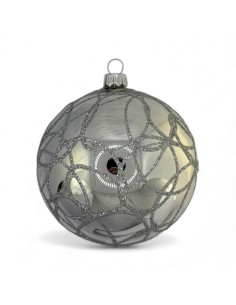 Bombka szklana 10cm, srebrna pajęczyna na srebrny...