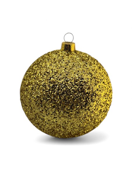 Bombka szklana 10cm, brokat brązowy