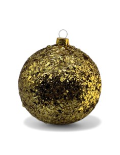 Bombka szklana 10cm, brokat złoty (folia)