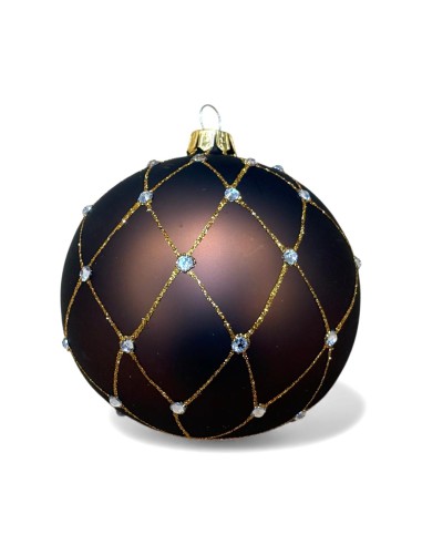 Bombka szklana 10cm, złota siatka z  kamieniami...