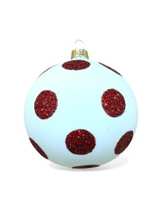 Bombka szklana 10cm, czerwone grochy na biały ( ścianówa)...