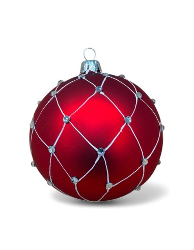 Bombka szklana 10 cm, biała  siatka kamień na...