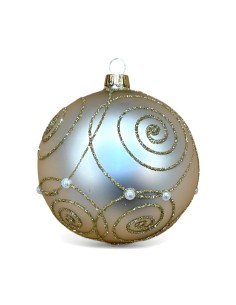 Bombka szklana 10cm, złoty ślimak z perła na szampan mat