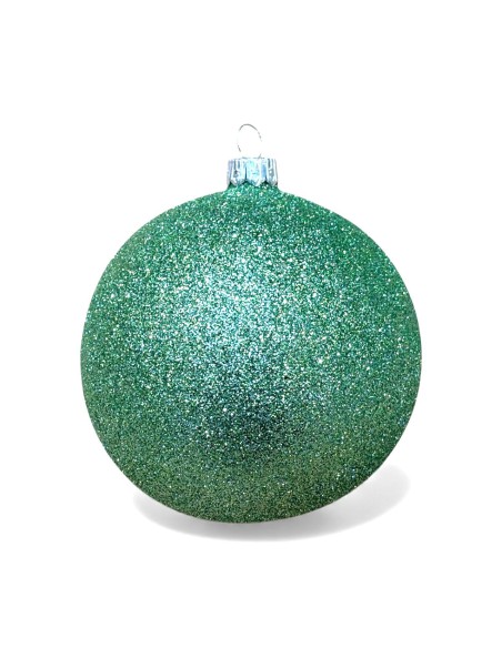 Bombka szklana 10cm, szałwia brokat