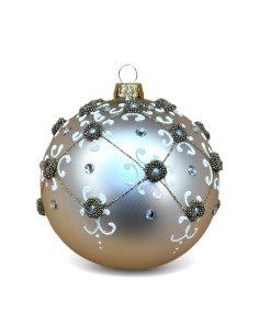 Bombka szklana 10cm, złota półsiatka na szampan mat